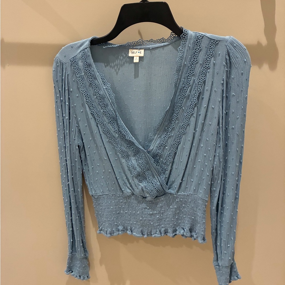 Blue boho blouse